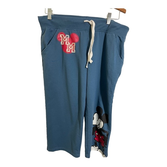 Disney Mickey Mouse womens Capri sweats drawstring waist. Blue. Size Large - Picture 2 of 11